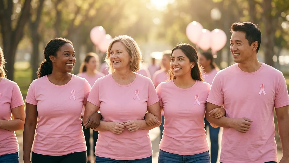 Pink ribbons and custom promotional products for Breast Cancer Awareness Month in October