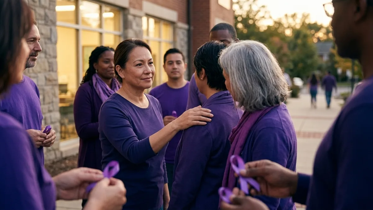 Purple awareness ribbon for Domestic Violence Awareness Month observed every October