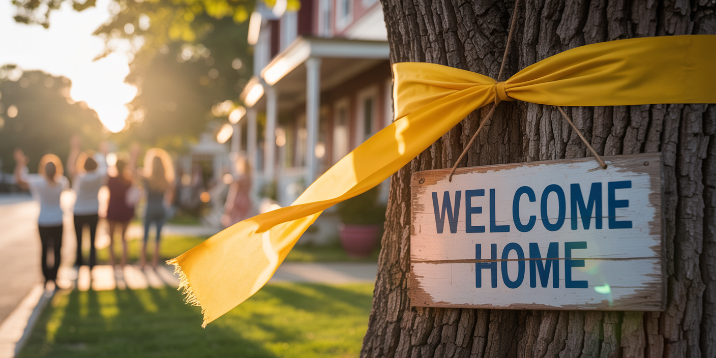 yellow awareness ribbon welcome home military support