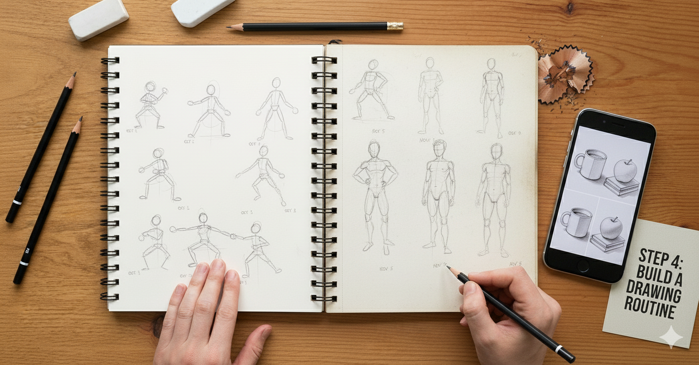 Step 4 Build a daily drawing routine to learn how to draw faster