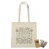 100% Cotton Coloring Tote Bag With Crayons