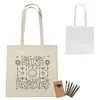 100% Cotton Coloring Tote Bag With Crayons