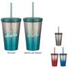 16 Oz. Stainless Steel Double Wall Chroma Tumbler With Straw