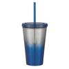 16 Oz. Stainless Steel Double Wall Chroma Tumbler With Straw