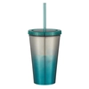 16 Oz. Stainless Steel Double Wall Chroma Tumbler With Straw