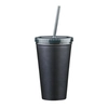 16 Oz. Stainless Steel Double Wall Tumbler With Straw