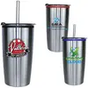 20 oz. Stainless Tumbler with Flip Lid and Straw for Hot and Cold Beverages - Customizable Promotional Item