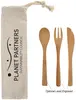 3 Piece Bamboo Utensil Set In Travel Pouch