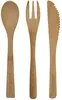 3 Piece Bamboo Utensil Set In Travel Pouch