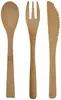 3 Piece Bamboo Utensil Set In Travel Pouch