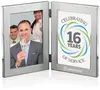 Silver Double Frame with Hinged Photo Holder - Customizable