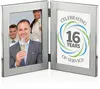 Silver Double Frame with Hinged Photo Holder - Customizable