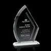 Ayrton Custom Crystal Award with Beveled Curve Sketch and Sharp Edge Design