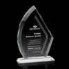 Ayrton Custom Crystal Award with Beveled Curve Sketch and Sharp Edge Design