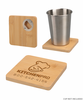 Bamboo Coaster with Beer Opener - Engraved Logo (4 inch)