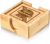 Eco-Friendly Engraved Bamboo Coaster Set