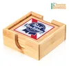 Eco-Friendly Engraved Bamboo Coaster Set