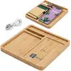 Personalized Bamboo Desk Organizer with 5W Wireless Charger