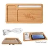 Bamboo Wireless Charging Pad Desktop Organizer