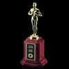 Custom Engraved Brass Award with Rosewood Base - Luxury Corporate Trophy