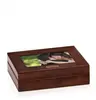 Elegant Personalized Brown Leather Photo Box for Business Promotions