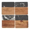 Personalized Marble and Wood Coaster Set