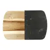 Personalized Black Marble and Acacia Cheese Board Set with Knives