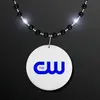 Black Tie Light Beads - White LEDs, Black & Silver Beads with White Medallion