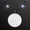 Black Tie Light Beads - White LEDs, Black & Silver Beads with White Medallion