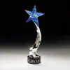 Metal Shooting Star Crystal Trophy with Ebony Base - Custom Engraved