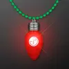 Blinking Red Bulb Christmas Charm on Green Beads