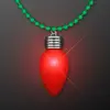 Blinking Red Bulb Christmas Charm on Green Beads