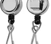 Chrome ID Badge Reel Metal J Hook & Bull Dog Clip Back