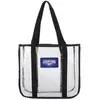 Clear Stadium Approved Tote Bags W/ Black Nylon Trim