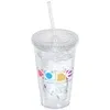500 Ml. 17 Fl. Oz. Double Walled Tumbler With Straw
