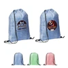 Denim Pattern Non-Woven Drawstring Backpack