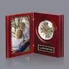 Rosewood Personalized Desk Clock with Photo Insert