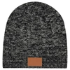 Faux Leather-Patched Knit Beanie