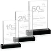 Clear Rectangular Crystal Award with Black Base