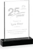 Clear Rectangular Crystal Award with Black Base