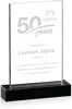 Clear Rectangular Crystal Award with Black Base