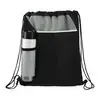Custom Flare Drawstring Bag with Front Pocket and Water Bottle Pocket