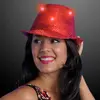 Flashing LED Sequin Fedora Hat with White Band