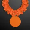 Flower Lei Necklace with Orange Medallion (Non-Light Up)