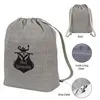 Gray Cinch Backpack w/ Zippered Pocket, Adjustable Shoulder Straps for Hiking, Travelling