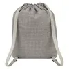 Gray Cinch Backpack w/ Zippered Pocket, Adjustable Shoulder Straps for Hiking, Travelling