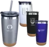 Halcyon® 20 oz. Cork Bottom Tumbler with Stainless Straw/Flip Top Lid