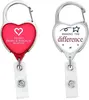 Heart Carabiner Badge Reel & ID Holder (Red & White)