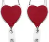 Heart Carabiner Badge Reel & ID Holder (Red & White)