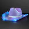 Iridescent LED Cowgirl Hat with White Band